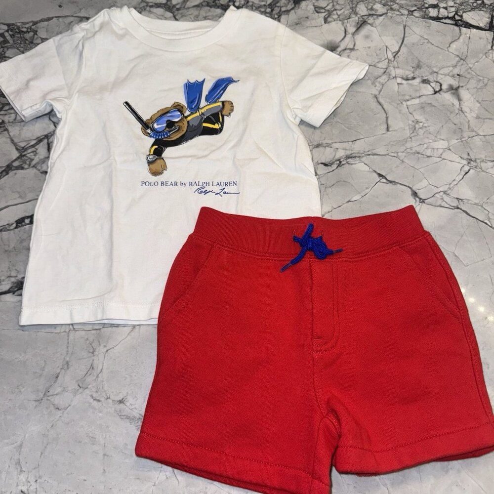 Polo Bear Ralph Lauren 18 Months Outfit Set Red White